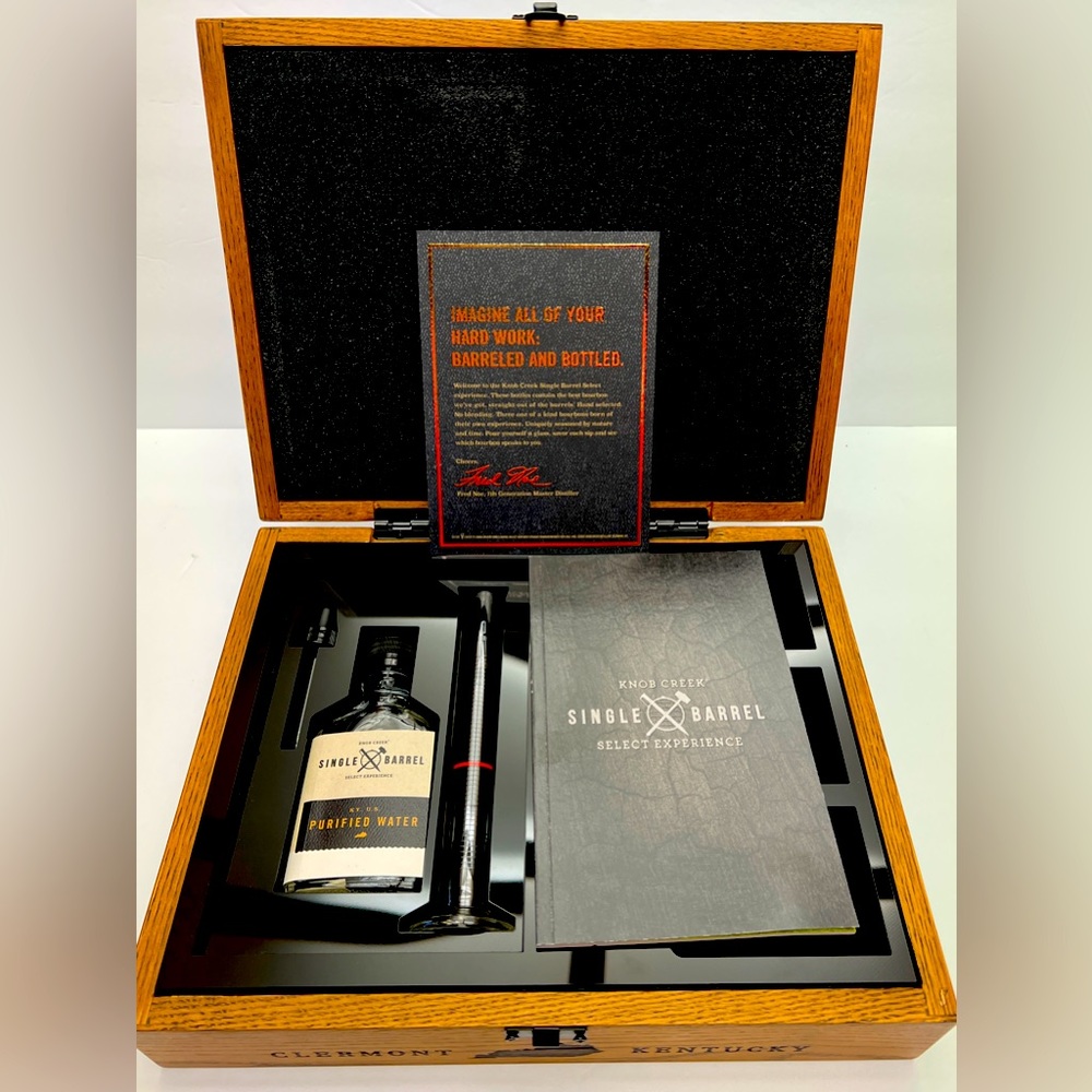 Knob Creek Bourbon tasting kit in wooden case